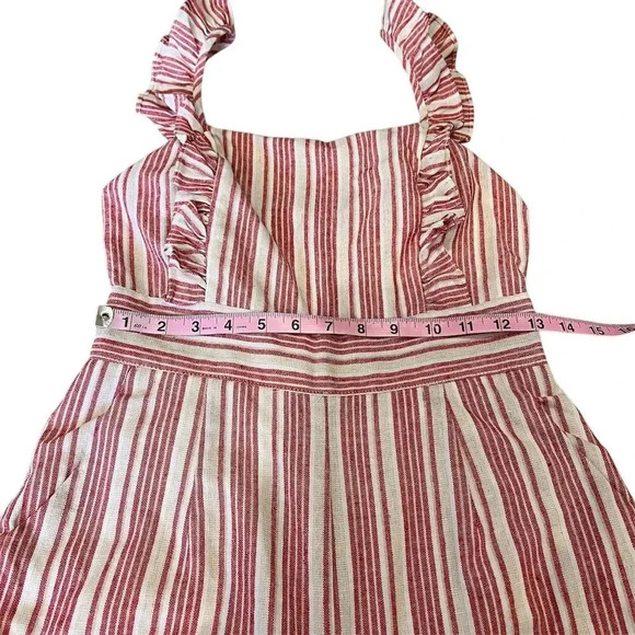 Lulus S Sleeveless Emilia Rae White and Red Striped Ruffle Culotte Jumpsuit - Picture 3 of 16